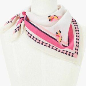Beautiful Embroidered Pink Talbots Parrot Scarf